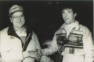 Four-time MASCAR champion Terry Clattenburg (right) is among the 250 champions to be honoured at Riverside Saturday (shown with Jim Hallahan, 1990)