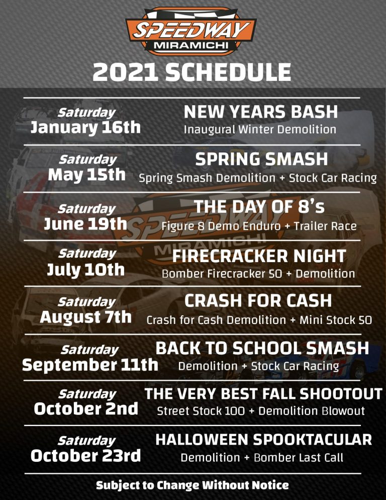 Speedway Miramichi Announces 2021 Schedule
